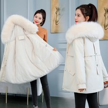 【DF】여성용 중형 펑크 의류 겨울 한국 스타일 새로운 허리 꽉 코튼 패딩 코트 여성 플러시 내부 패딩 자켓