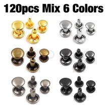 가죽공예도구 100 세트 6-8mm 금속 이중 캡 라운드 리벳 스터드 충돌 네일 스파이크 락 구두 가방 벨트 의류 팔찌 diy, [06] 8 x 8mm, 120pcs 믹스 6 색