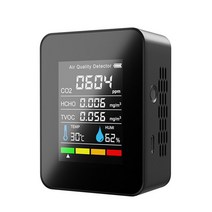 이산화탄소 측정기 미세먼지 가스농도 5인 1 휴대용 LCD 디지털 대기질 모니터 가스 검출기 ℉/℃ TVOC HC, 02 Black