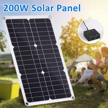 태양광패널세트 솔라판넬 태양광모듈 200w 18v 태양 전지 폴리 태양 전지 야외 캠핑, 60a 컨트롤러 포함
