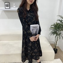 빅사이즈 긴팔 롱 원피스 연말 하객 오피스 룩