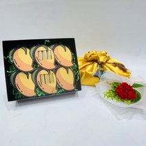 러블리팜 명품 용돈 선물 한우 + 보자기 + 태슬 + 비누꽃 한송이 카네이션 세트, 망고+한송이카네이션세트, 골드