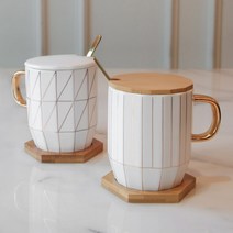 북유럽 골드 머그잔 컵 세트 홈카페 신혼부부 집들이선물 (8type), 스트라이프도자기(선물세트)
