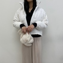 VANANA2 여성 데일리 루즈핏 유니크 베이직 카라 지퍼 골지 패딩 점퍼 3color