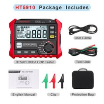 절연저항계 LCD 디스플레이가 있는 디지털 접지 저항 테스터 HT2302 1000V 감지기 2 극 3 극 100 그룹 데이, 02 HT5910