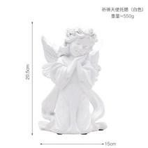 CH 그리스 고대 사원 건축 모델 로마 기둥 장식품 유럽 장식 석고 칼럼 수지 조각, 천사 뺨을 들고 장식품을 위해기도하십시오 (흰색)