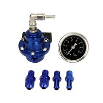 자동차 부품 호환용 범용 차량 조정 가능 알루미늄 연료 압력 조절기 1 세트 게이지 키트 포함 자동차 7, 01 파란