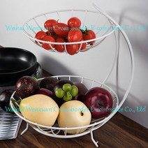 노르딕 크리에이티브 더블 삼중아스팔트 과일바구니 거실 가정용 캔디 간식 철제 과일꽂이, 2층, 화이트