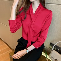화이트 셔츠 여 긴팔 겉옷 커리어 정장 여 작업복 봄가을 블루 셔츠 코디