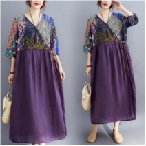 컬러 린넨 랩스타일 여성 여름 원피스 50대 중년