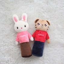 BABISM 토끼 호랑이 키즈 차량용 안전벨트 인형 쿠션, 래빗핑크