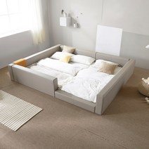 파로마 블론디 안전가드형 SS+Q 패밀리침대 20T라텍폼스매트포함 / 아기부모님침대 / 저상형패밀리침대, 내츄럴그레이