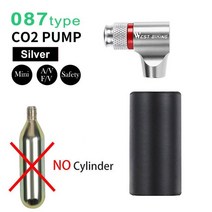 웨스트 바이킹 미니 CO2 팽창기 휴대용 자동 핸드 펌프 슈레이더 및 프레스타 밸브 어댑터 알루미늄 합금 사이클링 자전거 펌프, 087 Silver