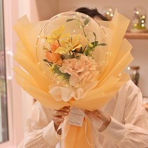 [무료레터링] 고급 꽃풍선 꽃다발 반전 용돈박스 LED 벌룬플라워 부모님 크리스마스 선물 기념일 졸업식 환갑 여자친구 생일 결혼 생신 명절 추천, 고급보자기형, [고급꽃조합] 자몽피치, LED 조명 무드등 추가함