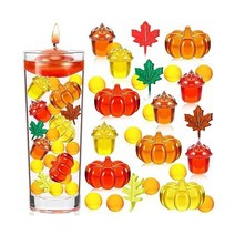 Japior 600 Pcs 가을 꽃병 필러 장식 아크릴 잎 호박 구슬 소나무 콘 물 센터