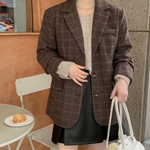 [제작] [리얼핏]르도어 울 루즈핏 체크 자켓 67281 빅사이즈 여성의류