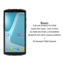 휴대용스캐너 RUGLINE PDA 스마트 핸드 헬드 터미널 4G RAM 64G ROM NFC Octa-core CPU PDA 지원 1D/2D 스, 01 2D newland CM60_02 AU