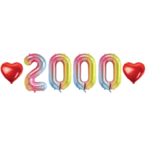 2000일 숫자 하트 풍선 세트 커플 이벤트 축하, 03.레인보우-소-2000