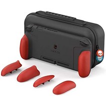 해골 앰프 공동 그립 케이스 세트: 인체공학적 교환 가능한 그립 다양한 크기의 손에 맞음 그립 커버(케이스 포함) - 슈퍼 마리오 오디세이 + 레드 스플래툰3프로콘, 그립 케이스 및 맥스캐리 케이스