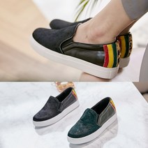 런슈즈 고급스런 송치가죽 여성 통굽 단화 슬립온