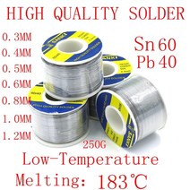 250g 0.5mm 용접 반합 솔더 와이어 저온 융점 60/40 로진 코어 플럭스 전기 납땜 인두 액세서리, 01 250g_02 0.4mm