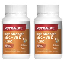 뉴트라라이프 하이 스트렝스 비타민 C+D+아연 60정 2팩 NutraLife High Strength Vitamin C+D+Zinc