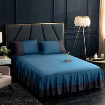 레이스 100% 면 더블 맞춤법 침대 스커트 매트리스 커버 160x200 140x200 133x72Fabric 침실 장식 통기성, bed skirt lan_153x203cm 1pc