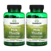 스완슨 밀크씨슬 500mg 100캡슐 2통 엉겅퀴 추출물, 1개, 기본