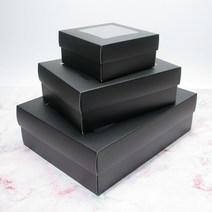 핌스토리 화이트 크라프트 블랙 종이상자 선물상자 모음전1, 블랙 창문형(소)