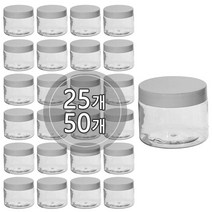 [50개묶음판매] PET 크림용기 20g 30g 40g 50g 100g 150g 200g DIY 소분 용기 슬라임통, 150g 투명용기, 흰색캡, 50개