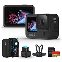 GoPro HERO9 Black 액션 카메라 고프로 수중 카메라 액션 캠 (GoPro HERO9Black +인증 SD 카드(64GB)+듀얼 충전기+예비+체스티)