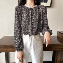 블라우스 여성 빈티지 디자인 레이스 기질 o넥 우아한 패션 프린트 얼짱 부드러운 레트로 고급 블라우스 셔츠 레이디