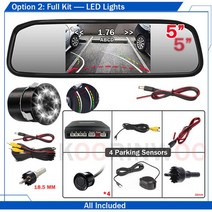 자동차 센서 후방 감지기 Koorinwoo 풀 키트 스마트 시스템 5 인치 미러 다이내믹 파크톤 주차 4 카메라 레이더 12V, [02] Option 2, [02] White Sensors