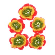 5Pcs 색상 원사 크로 셰 뜨개질 꽃 수제 Applique 꾸밈, 설명, 컬러 2