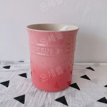 르크루제 수저통 그라데이션 컬러 주방 도구 버킷 저장 탱크 냄비 삽 좌석이있는 프랑스 르를 꽃병 보관 튜브로 사용할 수 있습니다., 핑크 튜브