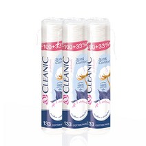 클레아닉 폴란드명품 천연 순면화장솜 소프트앤컴포트, 3개, 133매