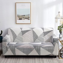 쇼파천갈이 가죽쇼파커버1/2/3/4 Seater 인쇄 된 탄성 소파 커버 스트레치 격자 무늬 슬리퍼 거실 의자 홈, 26 26_04 4-Seater 235-300cm