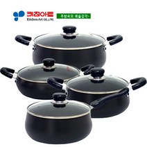 키친아트 쥬노(JUNO) 블랙경질냄비 4종SET(18편+20양+24양+24전), 단품