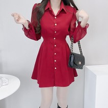 금장 카라 쉬폰 러플 셔츠 스웨이드 원피스