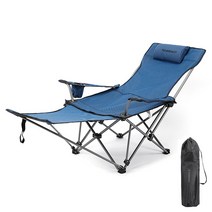 TOMSHOO 휴대용 접이식 캠핑의자 릴렉스 안락의자, 긴, 천 좌석, 파란색
