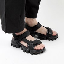 남성 소가죽 키높이 벨크로 샌들 6cm