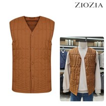 지오지아 브릭 경량 브이넥 구스 다운 베스트