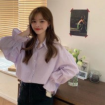 올봄 2022 여성복 chic 홍콩풍 스트라이프 셔츠 디자인감