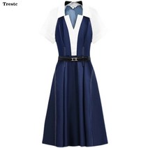 Trestc 빅사이즈 데님 미디 원피스 L-4XL AE8009