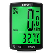 자전거 속도계 LIXADA 무선 자전거 컴퓨터 다기능 LCD 스크린 산악 속도계 주행 거리계 IPX6 방수, 04 Black Green