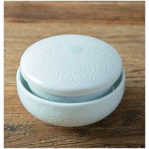 여주도자기 고급 조각목단 뚜껑있는 주발 대접 밥공기 전통 도자기 그릇 제사, 조각목단대접
