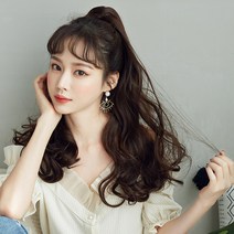 가발위드 웨이브 세발 집게 포니테일, 1개, 네추럴블랙