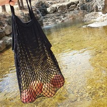 코튼 메쉬 시장바구니 토트 장바구니, 화이트, 원사이즈