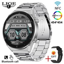 스마트워치 스포츠 피트니스 Lige amoled 454454 화면 nfc 액세스 제어 블루투스 통화 xiaomi 2022 smart watch 남성 여성 스크린 방수, 스틸 실버