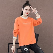 맨투맨 초 상의 여성 봄가을 계절 와이드 루즈핏 의류 뢰 얇은 견직물 트렌드 2576003493